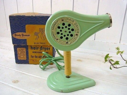 【Handy Hannah】ミントグリーン色・箱付き・ヴィンテージ・ヘアドライヤー/ドライヤー