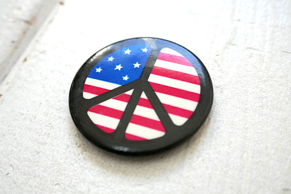 PEACE・ラブ&ピース アメリカ星条旗 ヴィンテージ・缶バッジ US アクセサリー