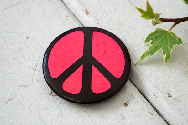 1960's PEACE・ラブ&ピース 平和 シンボル ヴィンテージ・缶バッジ USA ヒッピー