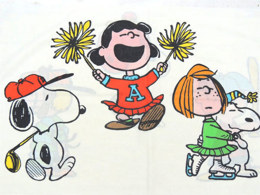 【スヌーピー】ピーナッツの仲間・スポーツ柄・60'sヴィンテージ・ピロケース・枕カバー USA