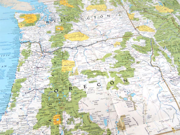 【ナショナル ジオグラフィック】ワシントン州&オレゴン州etc・80'sヴィンテージ・マップ/地図