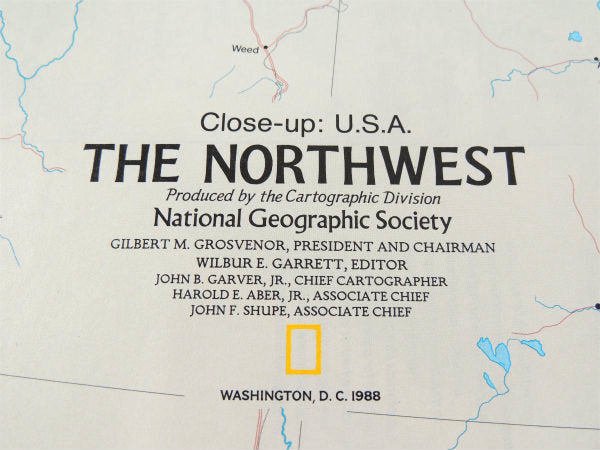 【ナショナル ジオグラフィック】ワシントン州&オレゴン州etc・80'sヴィンテージ・マップ/地図