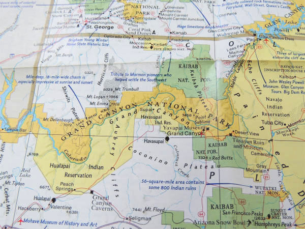 【ナショナル ジオグラフィック】アリゾナ州&コロラド州etc・80'sヴィンテージ・マップ/地図
