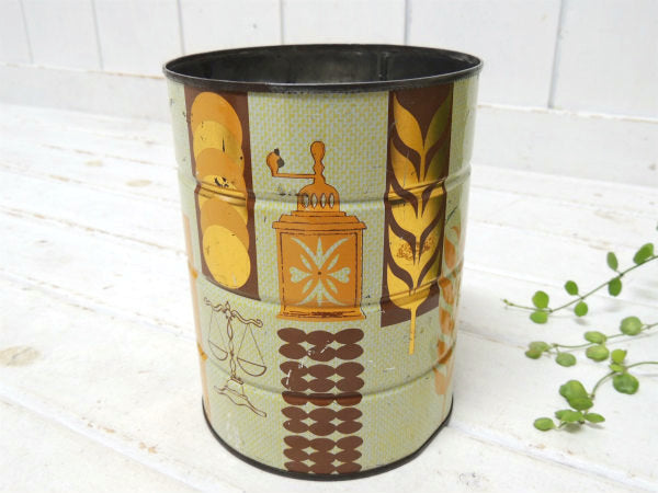 【Ehlers COFFEE】コーヒーミル&リーフ柄・ティン製・ヴィンテージ・コーヒー缶/ティン缶