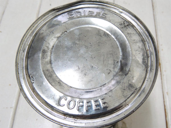 【Ehlers COFFEE】コーヒーミル&リーフ柄・ティン製・ヴィンテージ・コーヒー缶/ティン缶