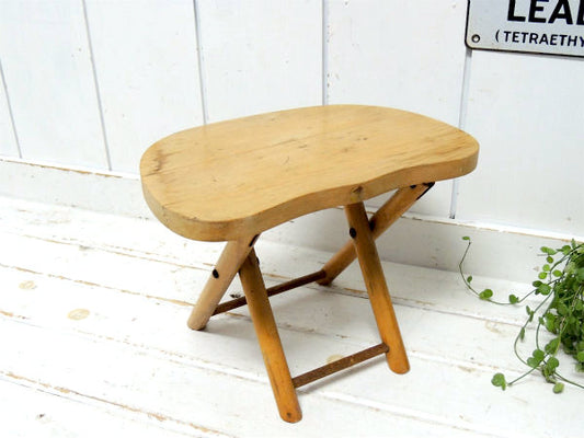 【Nevco】折り畳み式・木製・ヴィンテージ・スツール・折り畳みイス・ローチェア