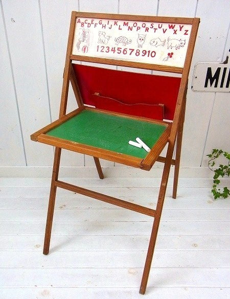 子供用・折りたたみ式・木製アンティーク・学習用黒板/ブラックボード USA