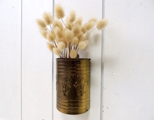 ユリの紋章モチーフ・真鍮製・アンティーク・ハンギング・フラワーポット/ウォールプランター/里帰り品