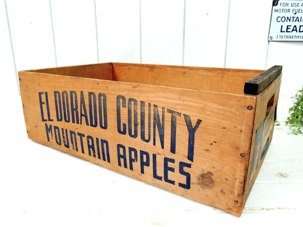 カリフォルニアのフルーツ農園・リンゴのヴィンテージ・ウッドボックス/木箱/フルーツ箱 USA