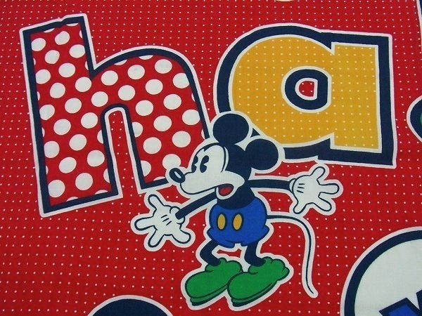 ミッキーマウス USA ディズニー・カラフル レッドカラー 水玉柄・ヴィンテージ・カーテン 生地