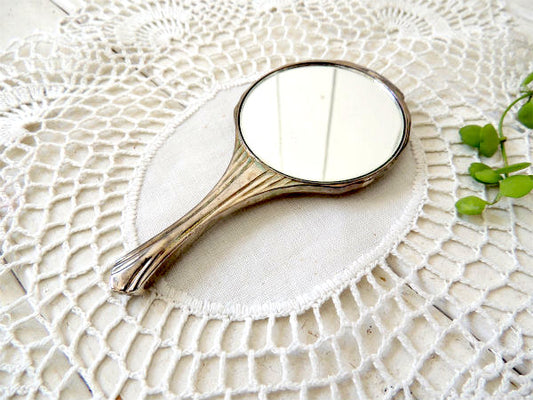 フランス・蚤の市・シルバー色のちいさな手鏡・ハンドミラー