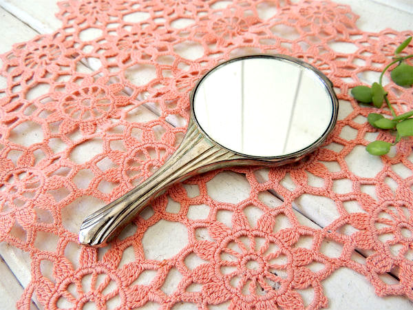 フランス・蚤の市・シルバー色のちいさな手鏡・ハンドミラー