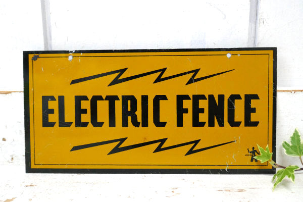 ELECTRIC FENCE 電気柵・USA・ティン製・ヴィンテージ・サイン 