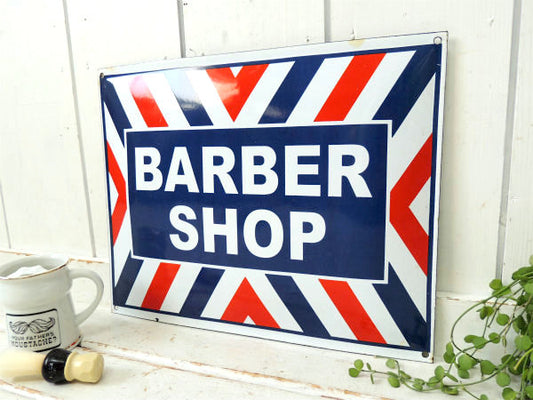 【BARBER SHOP】ヴィンテージ・ホーロー看板・サイン・USA看板・理容室・床屋