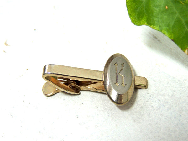 K イニシャルモチーフ シルバーゴールドトーン HICKOK USA ヴィンテージ タイピン タイバー 小物 ファッション アクセサリー
