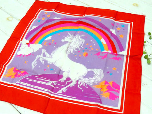 【ユニコーン】USA製・レインボー柄・デッドストック・ヴィンテージ・バンダナ・ハンカチ