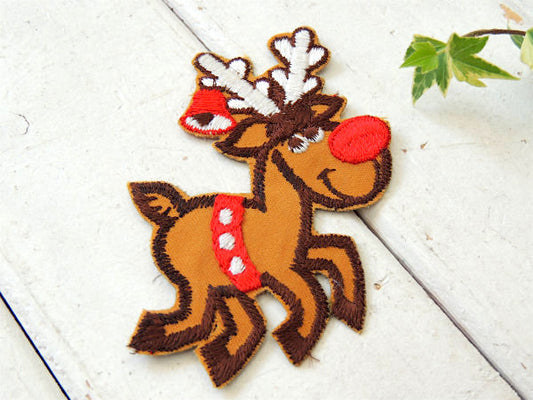 USA クリスマス トナカイ ヴィンテージ ワッペン 刺繍ワッペン アップリケ デッドストック