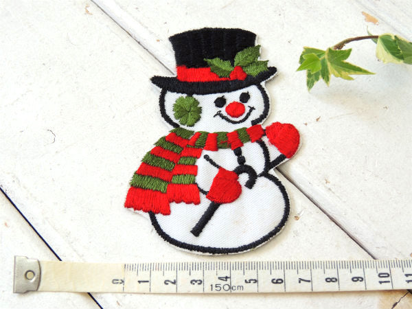 USA クリスマス 雪だるま ヴィンテージ ワッペン 刺繍 ワッペン アップリケ デッドストック