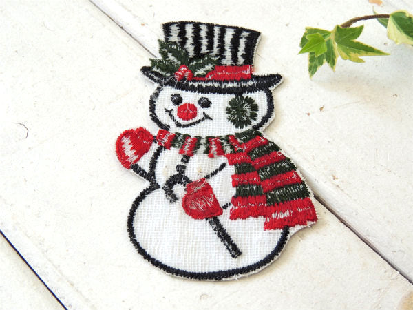 USA クリスマス 雪だるま ヴィンテージ ワッペン 刺繍 ワッペン アップリケ デッドストック