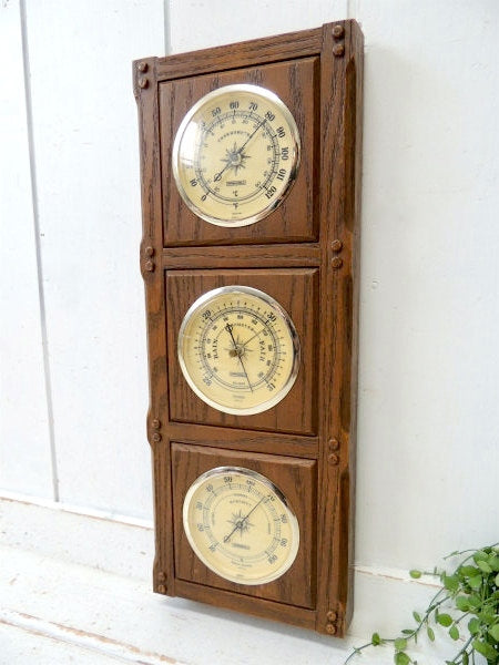 【SPRINGFIELD・70s】マリン・ウッド柄・ビンテージ・温度計・湿度計・サーモメーター・船