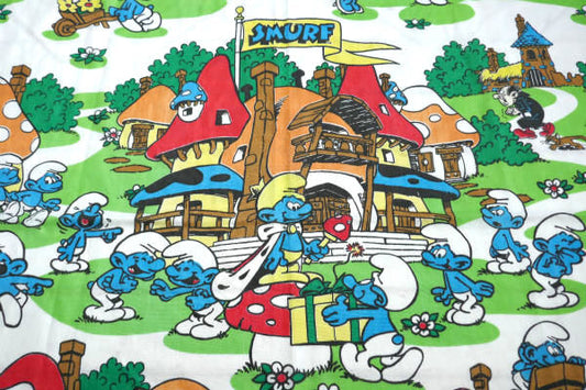 【キング スマーフ】KING SMURF・グリーンビレッジ・ビンテージ・カーテン・ファブリック・生地