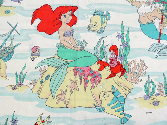 【リトルマーメイド】ディズニー・アリエル・ユーズドシーツ/キャラクター生地(フラットタイプ)