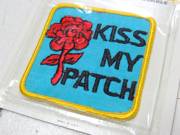 【フラワー・KISS MY PATTCH】メッセージ・ヴィンテージ・刺繍・ワッペン・デッドストック