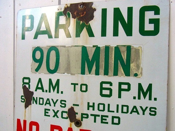 【PARKING】道路標識・ホーロー製・ヴィンテージ・サイン/看板 USA