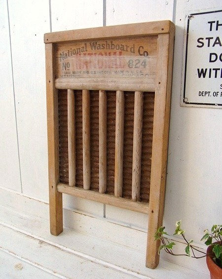 【National Washboard】木製・ヴィンテージ・ウォッシュボード/洗濯板 USA