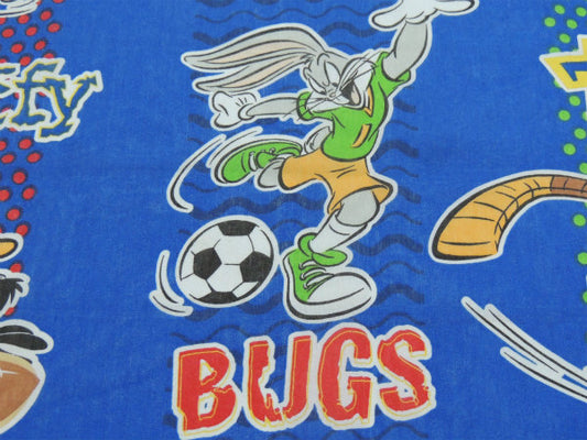 ルーニーテューンズ・サッカー スポーツ バッグスバニー&シルベスター・USED フラットシーツ1/2