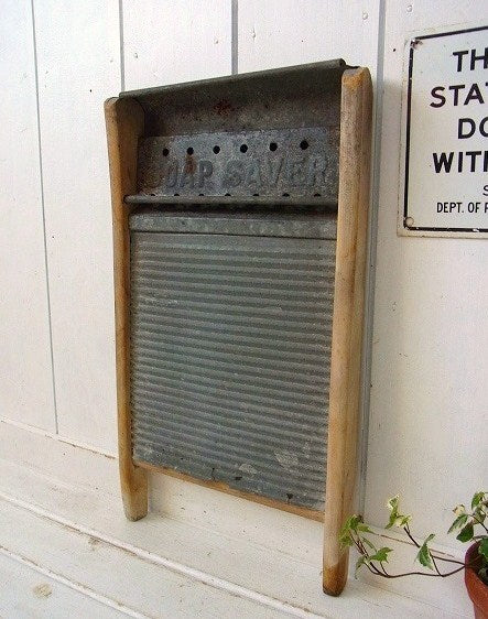 【National】石鹸置き・木製×ブリキ製・ヴィンテージ・ウォッシュボード/洗濯板 USA