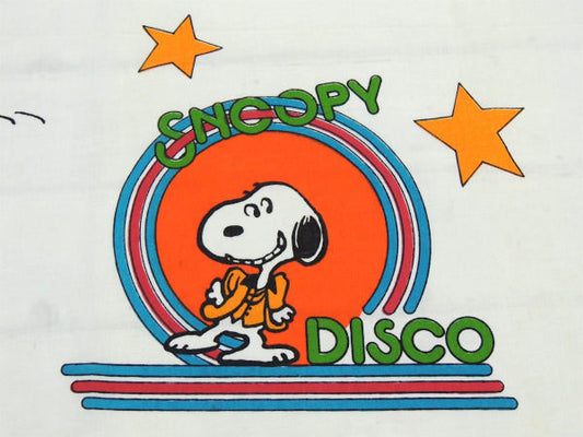 【スヌーピー】ピーナッツの仲間・ディスコ柄・60'ヴィンテージ・USEDフラットシーツ(1/2)