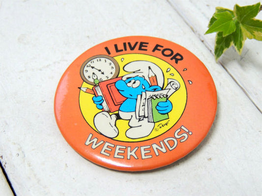 I LIVE FOR デッドストック・スマーフ・ベルギー・キャラクター・ヴィンテージ・缶バッジ