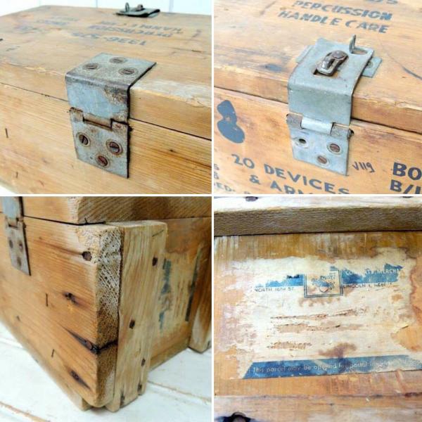 【ミリタリー】ヴィンテージ・軍用木箱・トランク・木箱・ウッドボックス・アーモボックス・弾薬箱 USA