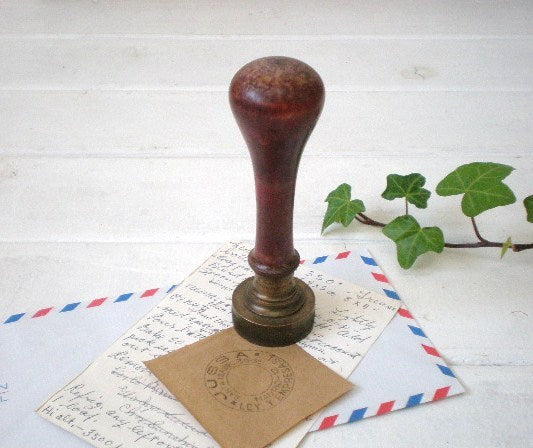 【スペイン・マドリード・蚤の市・ブロカント】木製・アンティーク・カンパニー・スタンプ