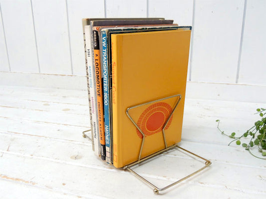 【ミッドセンチュリー・ゴールド】折畳みスライド式・ヴィンテージ・ブックスタンド・ブックエンド・本立て