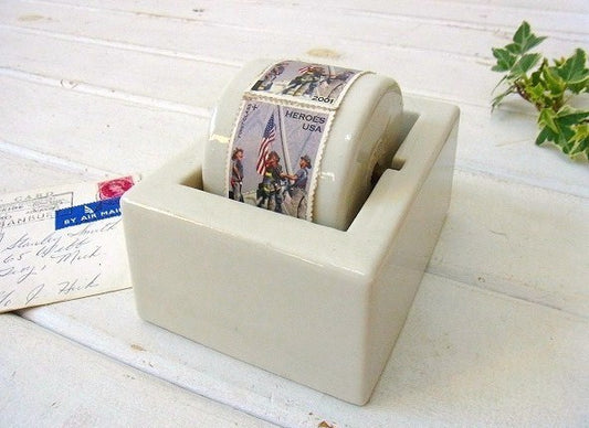 【AVON】白色・陶器製・アンティーク・スタンプモイスチャー/切手ぬらし USA