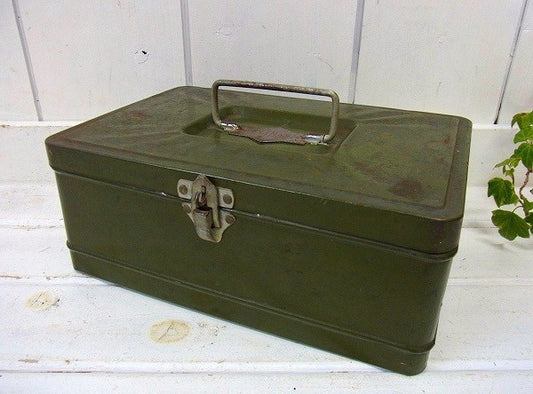 【CLIMAX】カーキ色・ヴィンテージ・メタルボックス/メタルケース/書類ケース USA