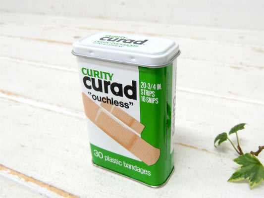 【CURITY Curad】グリーン×ホワイト・MADE IN USA・ヴィンテージ・バンドエイド缶