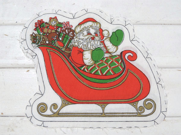 クリスマス・サンタクロース柄・ピロードール・デッドストック・ヴィンテージ・ファブリック/生地