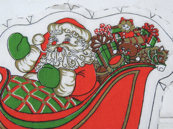 クリスマス・サンタクロース柄・ピロードール・デッドストック・ヴィンテージ・ファブリック/生地