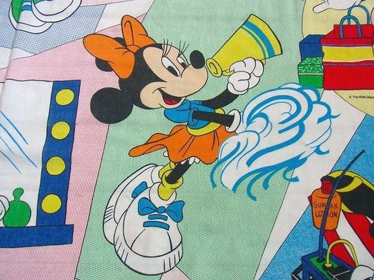 【ミニーマウス】ディズニー・ヴィンテージ・USEDフラットシーツ(1/2) USA