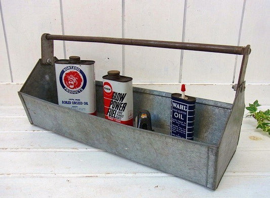 ヴィンテージ・ブリキバスケット/ツールケース/工具入れ USA