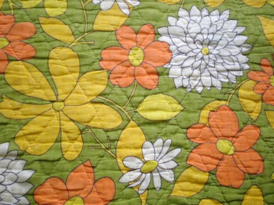 USA ハンドメイド・大きなヴィンテージ花柄キルティング・マット