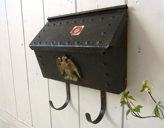 イーグルモチーフ・新聞受け付き・横型・アンティーク・メールボックス/郵便受け/ポスト USA