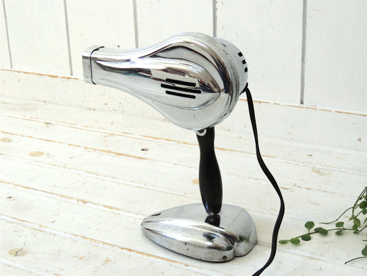 【Eskimo】折り畳み木製ハンドル・スタンド付き・クロム製・50's ヴィンテージ・ヘアドライヤー