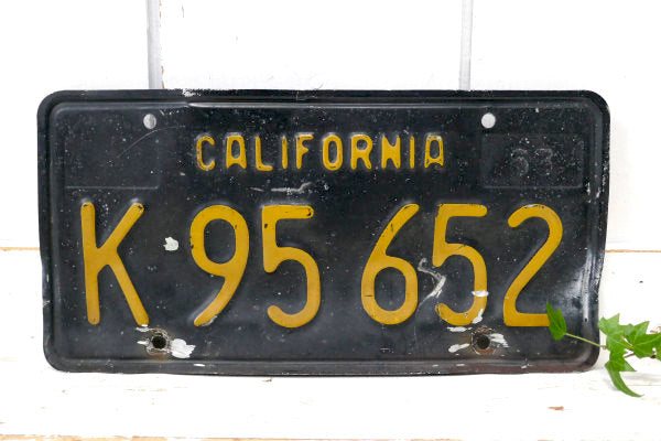 カリフォルニア・K95 652・1963・ビンテージ②ブラック×イエロー・ナンバープレート・アメ車