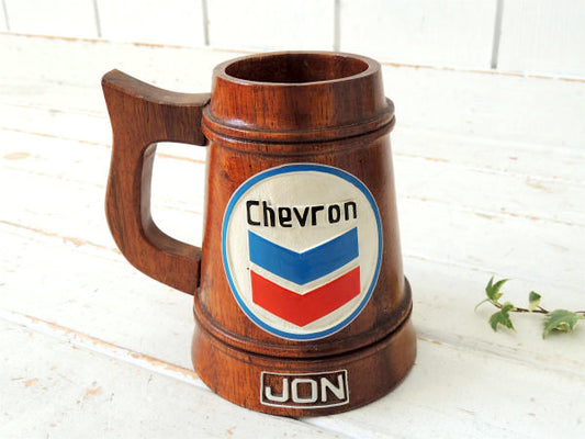 シェブロン オイルカンパニー・ビンテージ・ビアジョッキ・ペン立て・USA ガレージ&モーター系