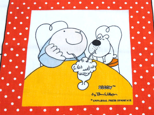 【ジギー】Ziggy・アメリカンコミック・パネル柄・ヴィンテージ・ユーズドシーツ(1/2) USA