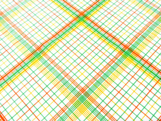 グリーン×イエロー×オレンジ色・斜め格子チェック柄・'75ヴィンテージ・フラットシーツ(1/2)